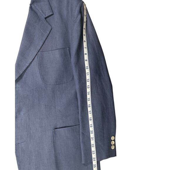Ellis Sport Coat Blazer Light Blue Made in USA Size 43 R 100% Linen Work Wear - Picture 14 of 14